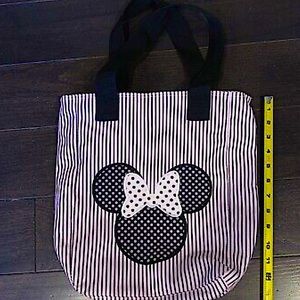 Disney | Orlando Florida Minnie Mouse Small Tote Bag | Pink with black strips